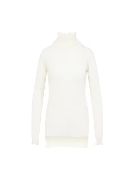 Sweter Carven wełniany prążkowany biały