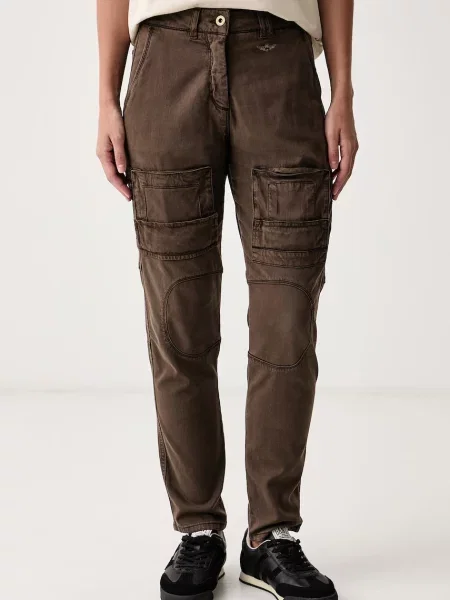 Aeronautica Militare pantaloni cargo cu lyocell maro