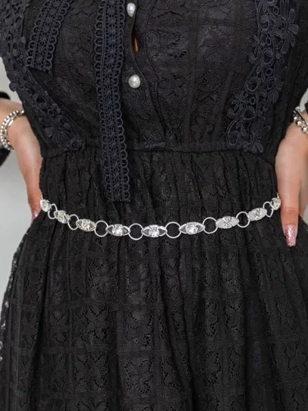 Ремень Ager с ремешками серебряный