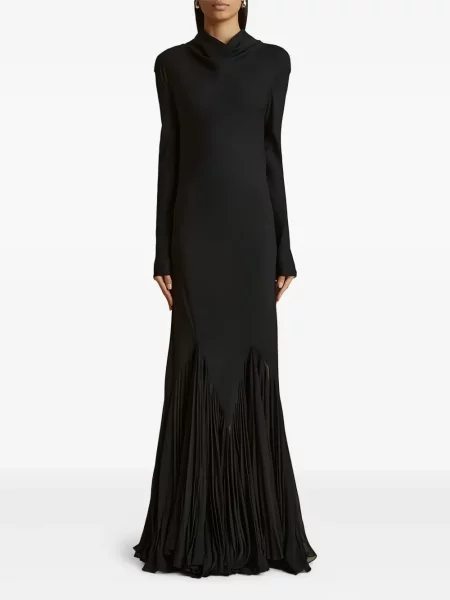 Rochie Khaite de mătase plisată de costum negru