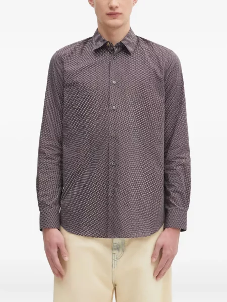 Cămașă Paul Smith cu imagine cu imprimeu geometric maro
