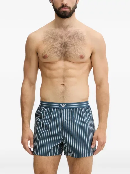 Pantaloni scurți Emporio Armani cu dungi albastru