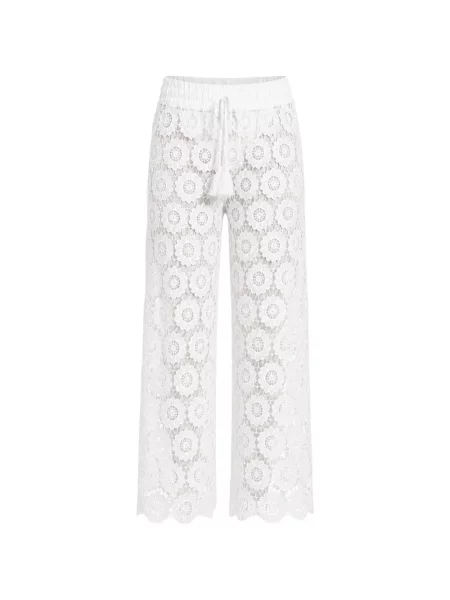 Pantaloni Seafolly cu model floral din dantelă alb