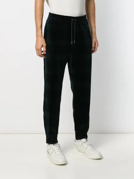 Карирани панталони jogger Ralph Lauren Purple Label с принт зелено