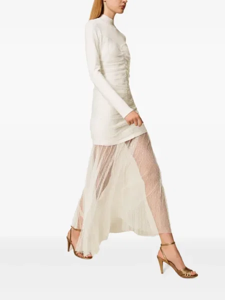 Rochie maxi Twinset tricotate de costum alb
