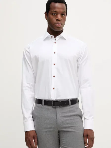 Риза Eton с кройка по тялото с класическа яка бяло