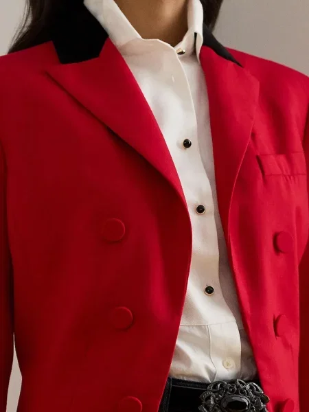 Піджак з додаванням вовни Lauren Ralph Lauren однобортний однотонний бордовий