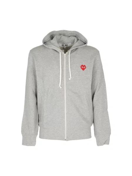 Bluza z kapturem Comme Des Garcons Play z kapturem w serca szara