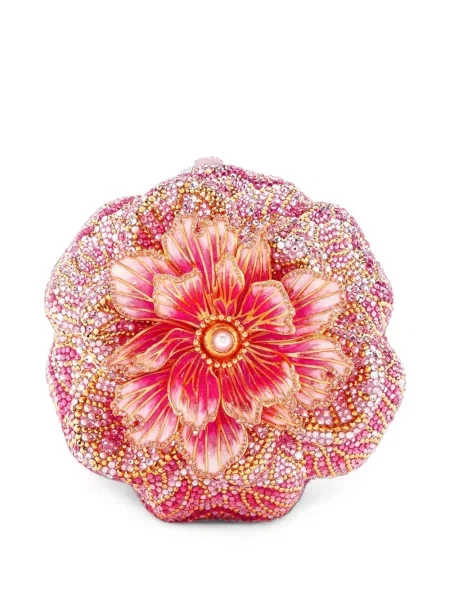 Geantă plic Judith Leiber cu model floral roz