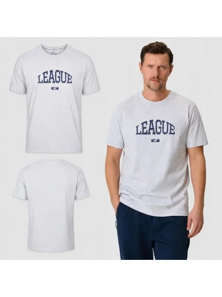 T-SHIRT 4F KOSZULKA SPORTOWA Z NADRUKIEM szara