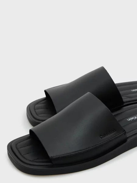 Кожаные шлепанцы Calvin Klein черные