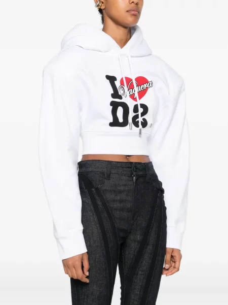 Hanorac cu glugă Dsquared2 cu imagine alb