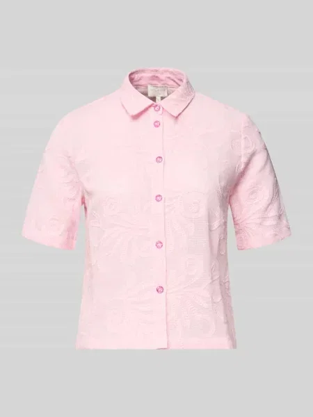 Bluzka o kroju regular fit z haftami Milano Italy różowa
