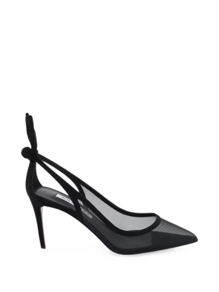 Pantofi cu toc Aquazzura cu funde plasă cu legături negru