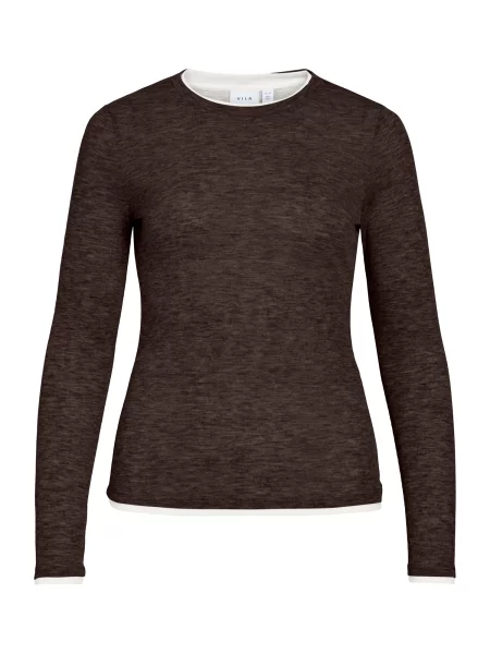 VILA Tricou VIELIANNE ciocolatiu alb