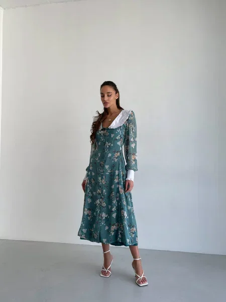 Шифоновое платье миди Milirud зеленое