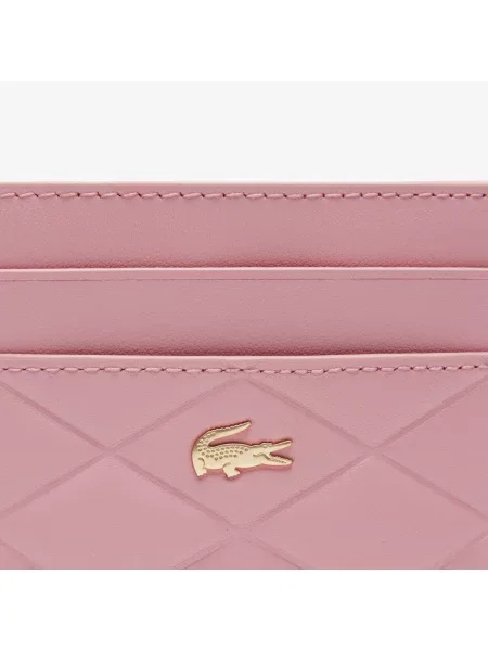 Lacoste Skórzane Etui Na Karty Crocodelle różowy