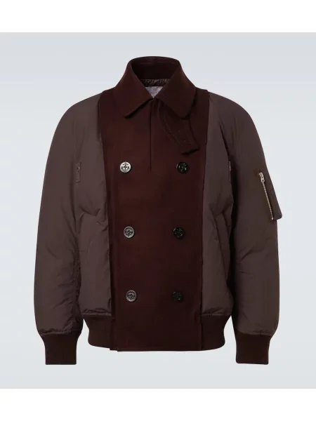 Geacă cu puf Sacai de lână maro