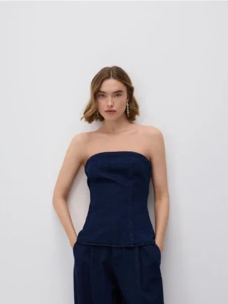 Reserved Джинсовий топ темно-синій синій