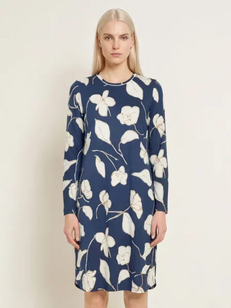 Schiesser Noční Košile Comfort Nightwear tmavě / krémová / olivová modrá