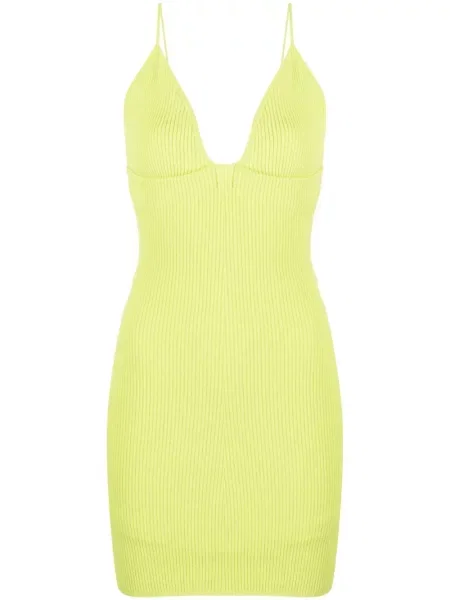 Rochie Dsquared2 tricotate cu decolteu în V de costum galben