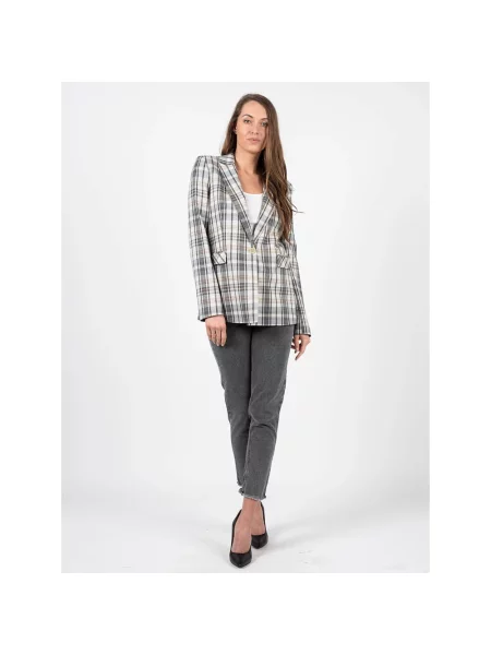 Marynarka Patrizia Pepe w kratę dwurzędowa szara