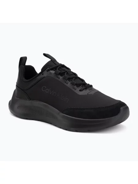 Sneakerși Calvin Klein din piele de căprioară negru