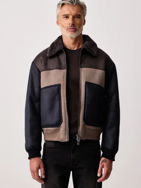 Geacă Armani Exchange din piele maro