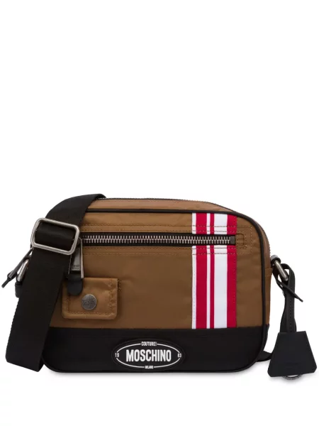 Geantă crossbody Moschino cu autograf maro