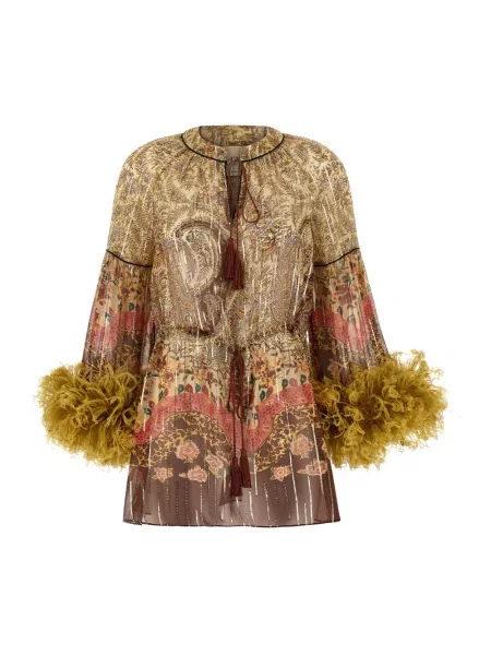 Lniana wielobarwność bluzka Valentino Garavani z wzorem paisley