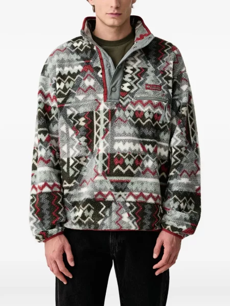 Pulover Columbia din fleece cu imagine cu imprimeu geometric gri