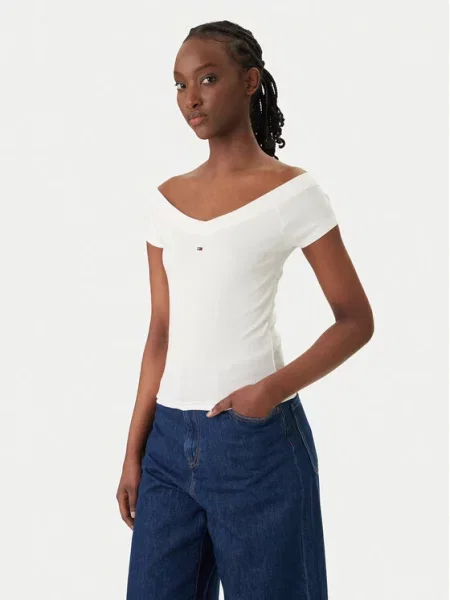 Tommy Jeans Bluza Bela bež