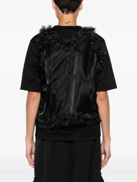 Top Noir Kei Ninomiya cu volane negru