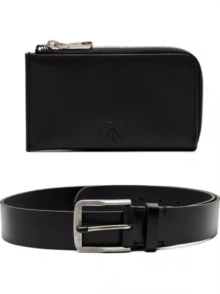 CALVIN KLEIN JEANS De piele curea + borsetă negru