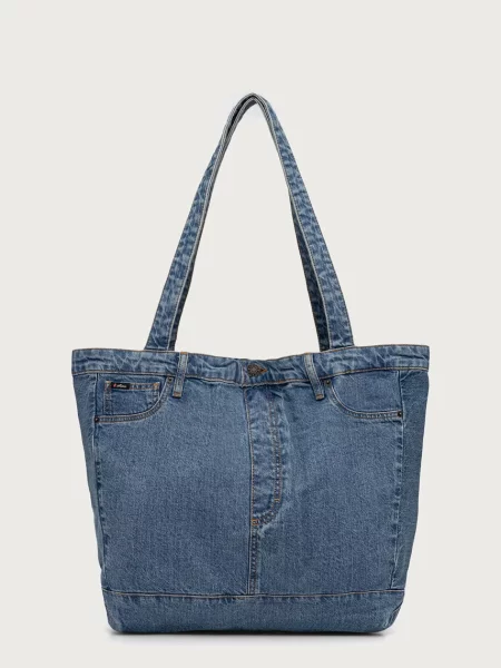 Guess Jeans tekstilna torba jeans modra