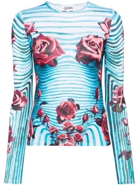Bluză Jean Paul Gaultier cu model floral cu imagine albastru
