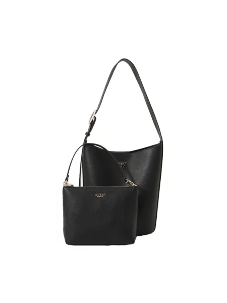 Torebka bucket Guess skórzana czarna