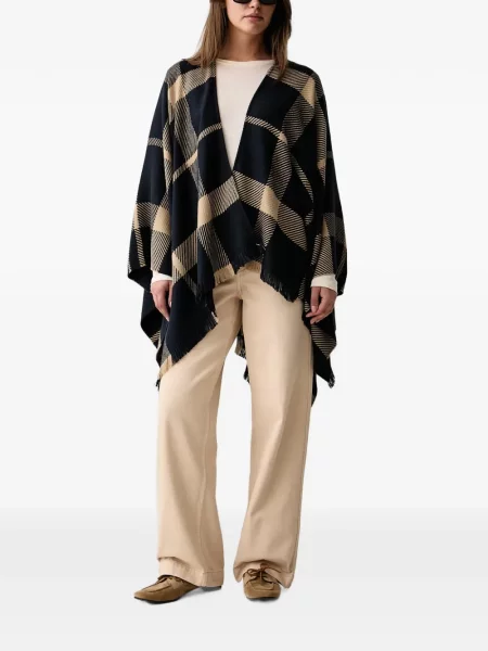 Poncho Barbour cu franjuri în carouri