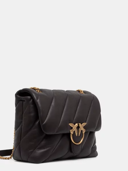 Pinko crossbody torbica usnjena rjava