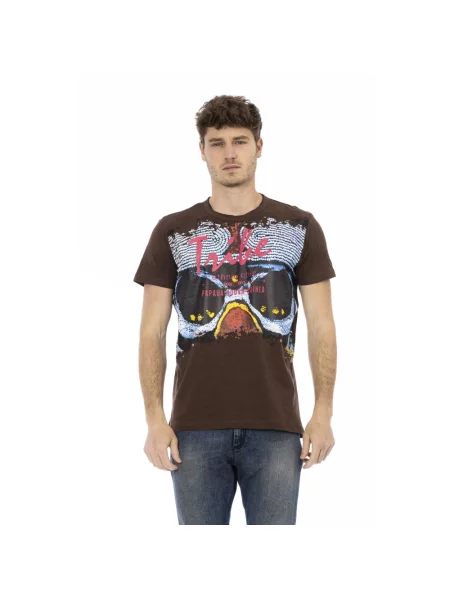 Koszulka Trussardi z okrągłym dekoltem casual brązowa