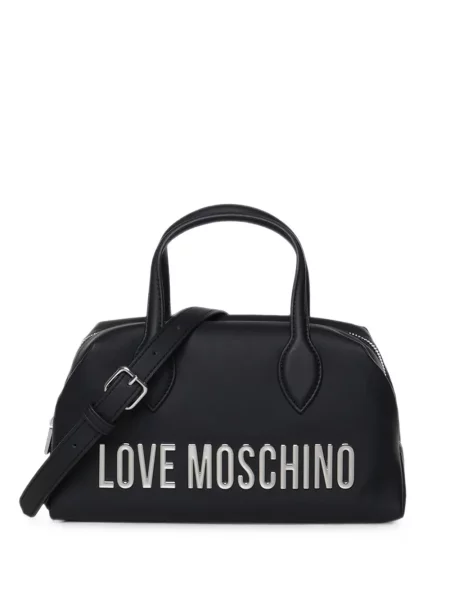 Geantă shopper Love Moschino cu autograf negru