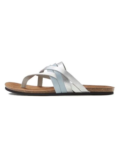 LASCANA Flip-flops albastru deschis / argintiu alb