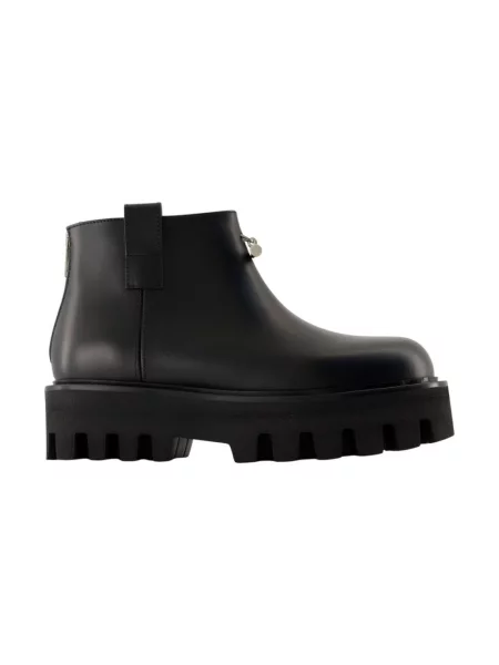 Botki Alexander Mcqueen skórzane na platformie czarne