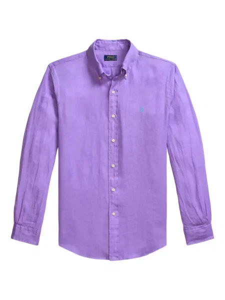 Ленена риза Polo Ralph Lauren на райета синьо