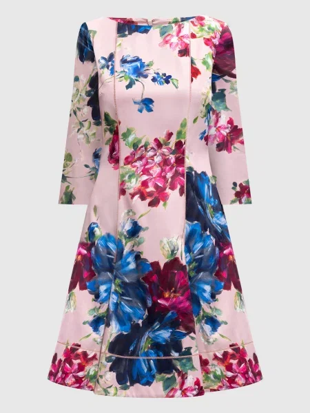 Платье миди Blumarine в цветочек с принтом розовое
