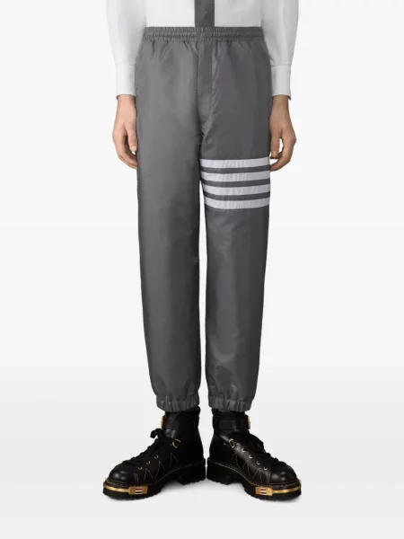 Pantaloni Thom Browne cu dungi alergare gri