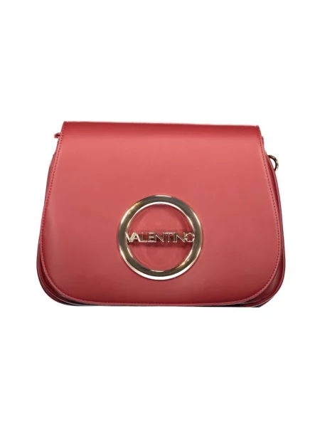 Lniana torebka Valentino By Mario Valentino z logo czerwona