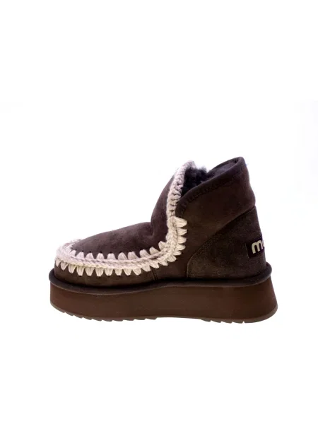 MOU De piele bocanci Mini Eskimo Platform cu adaos de lână maro