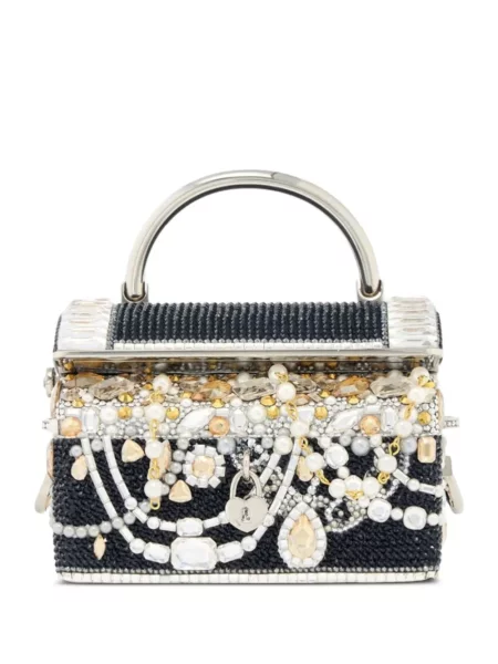 Geantă shopper Judith Leiber cu perle negru