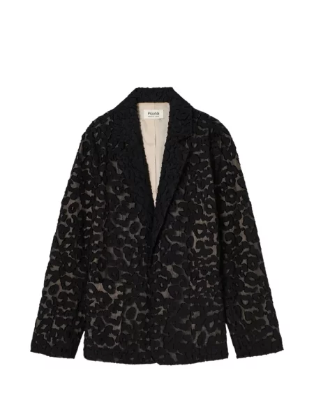 Sacou Psophia cu model leopard din jacard negru